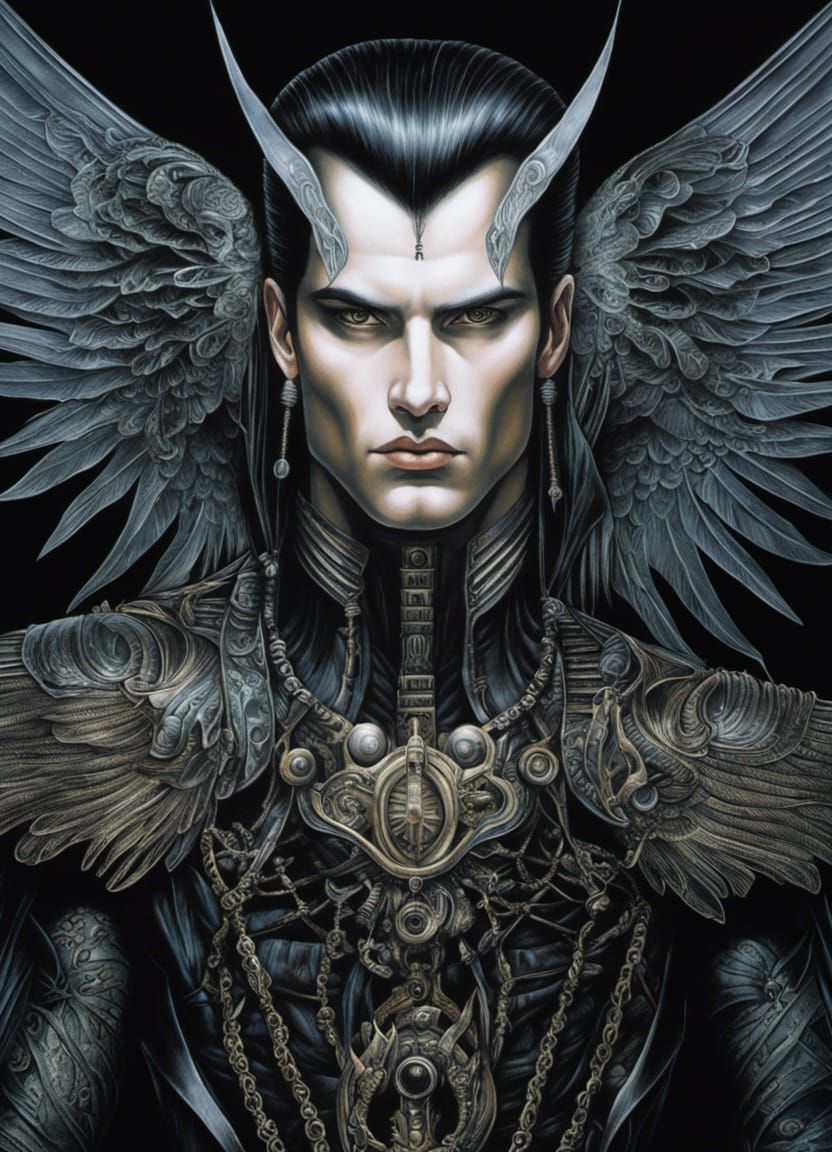 Cybergoth with Bioluminescent Wings in Acrylic Painting Styl...