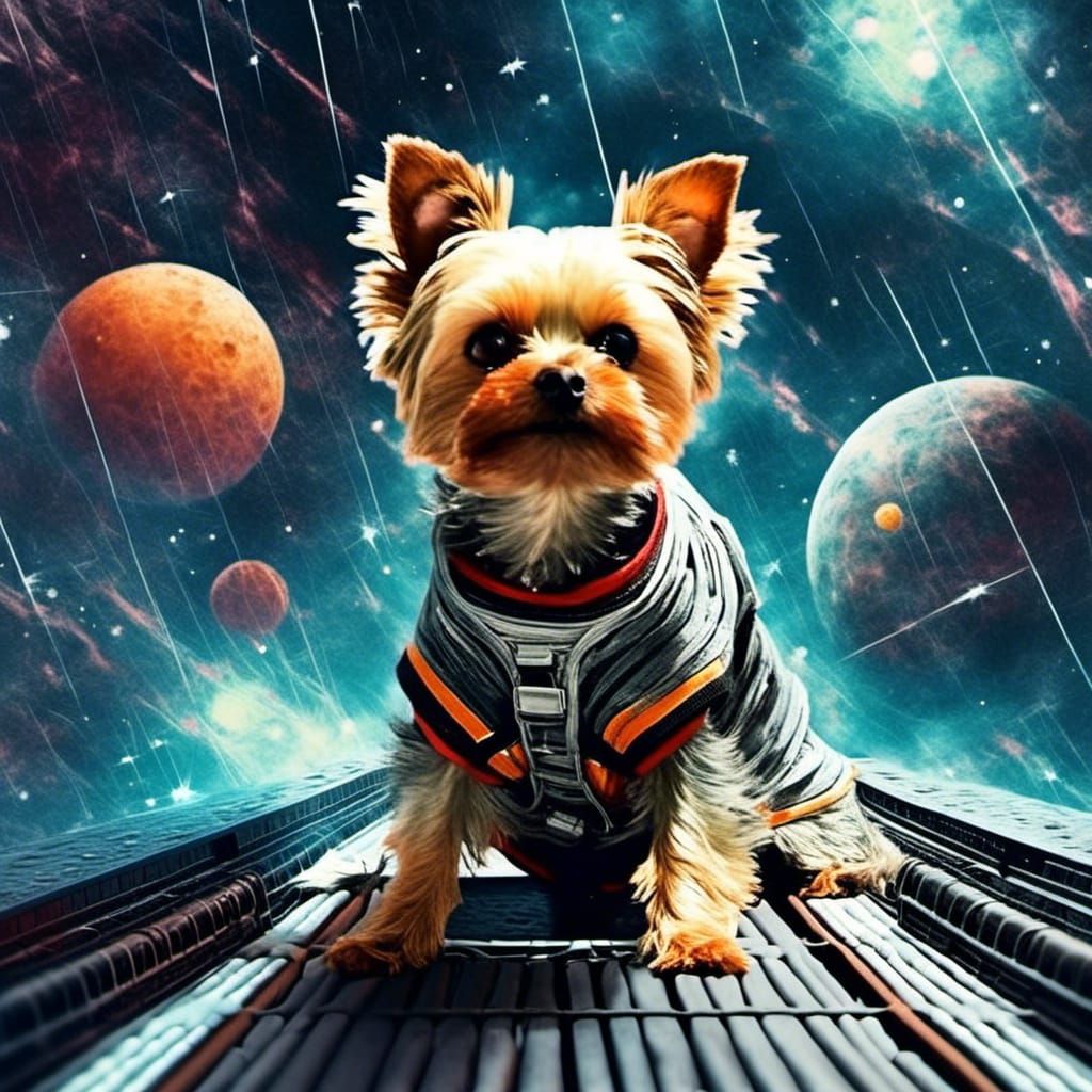 Yorkie Oversees Cosmic Tennis Match