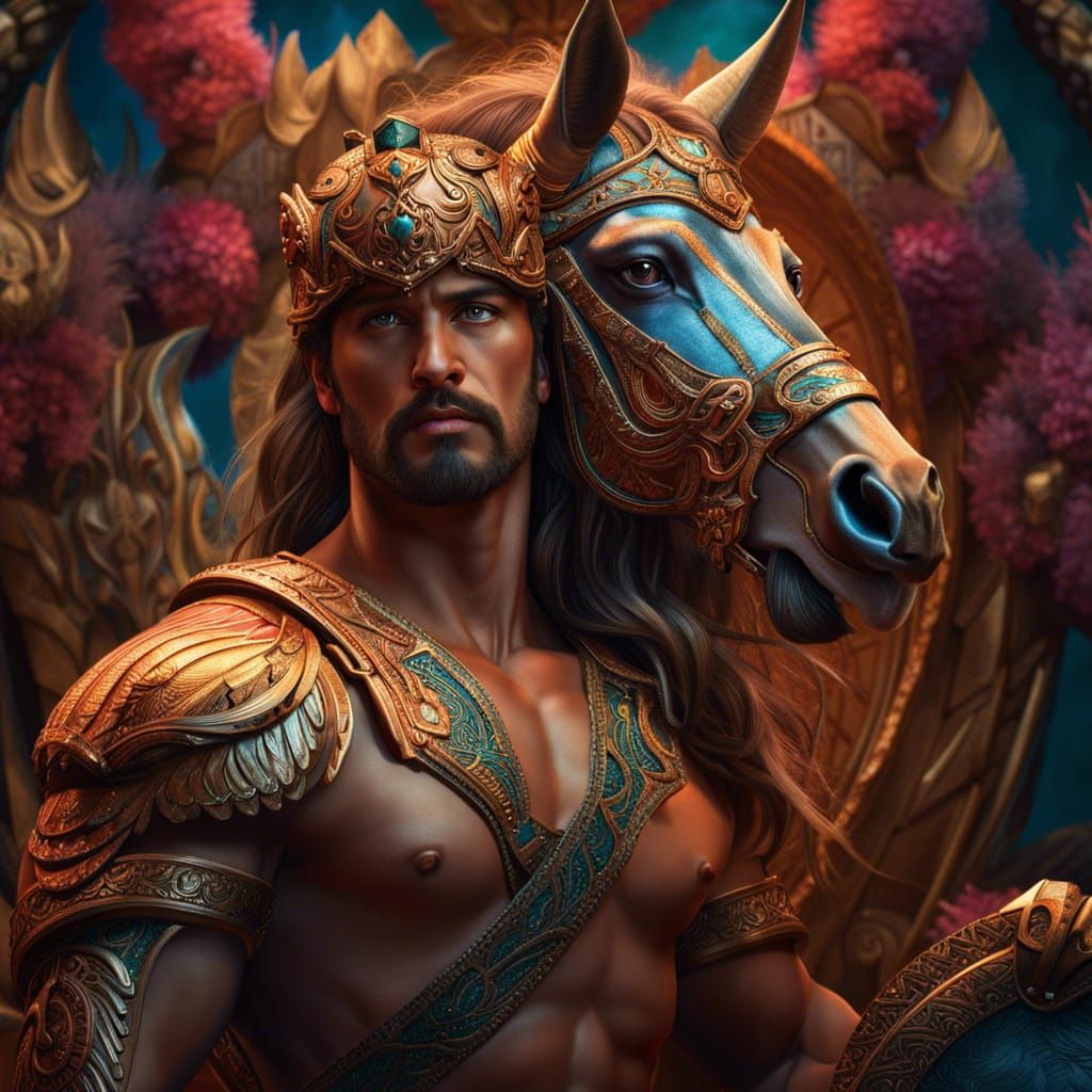 Detailed Portrait of Chiron the Centaur in 3D