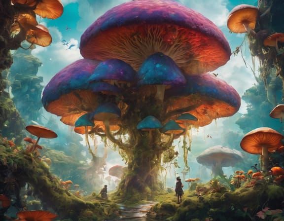 Enchanted Mushroom Landscape Generated by AI