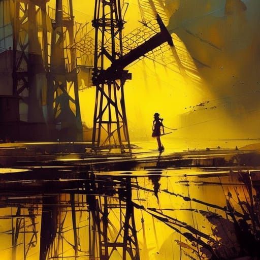 Sunlit Windmill in Urban Street Art Style