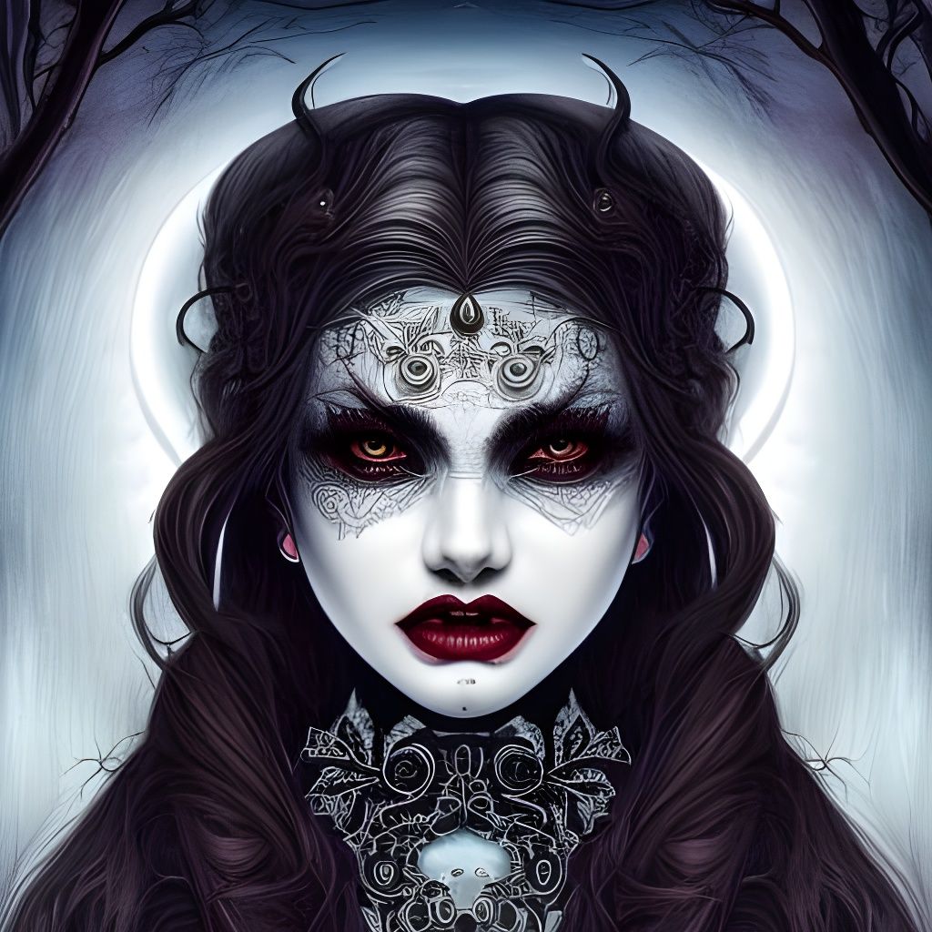 Ornate Portrait of a Beautiful Vampire Queen