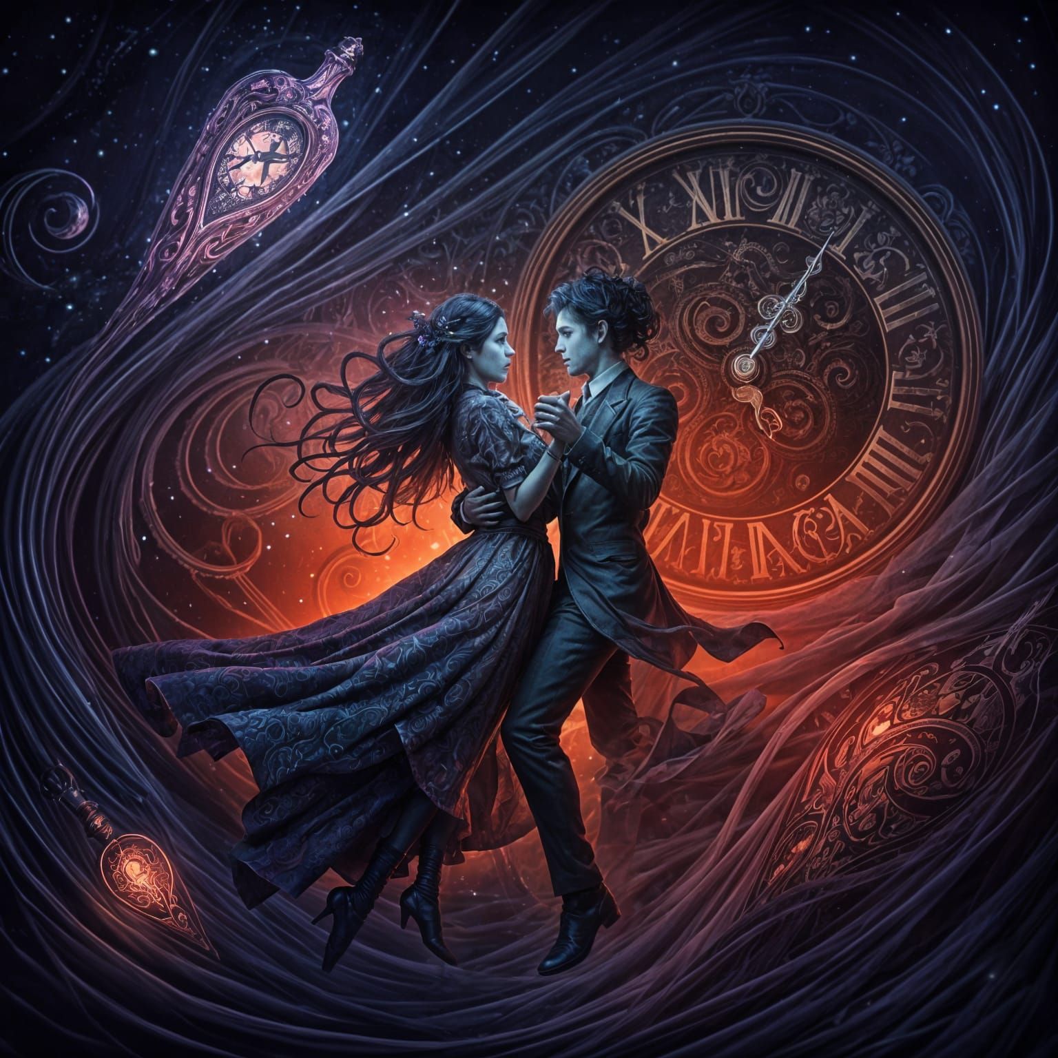 Art Nouveau Eldritch Deities in Ethereal Neon Light