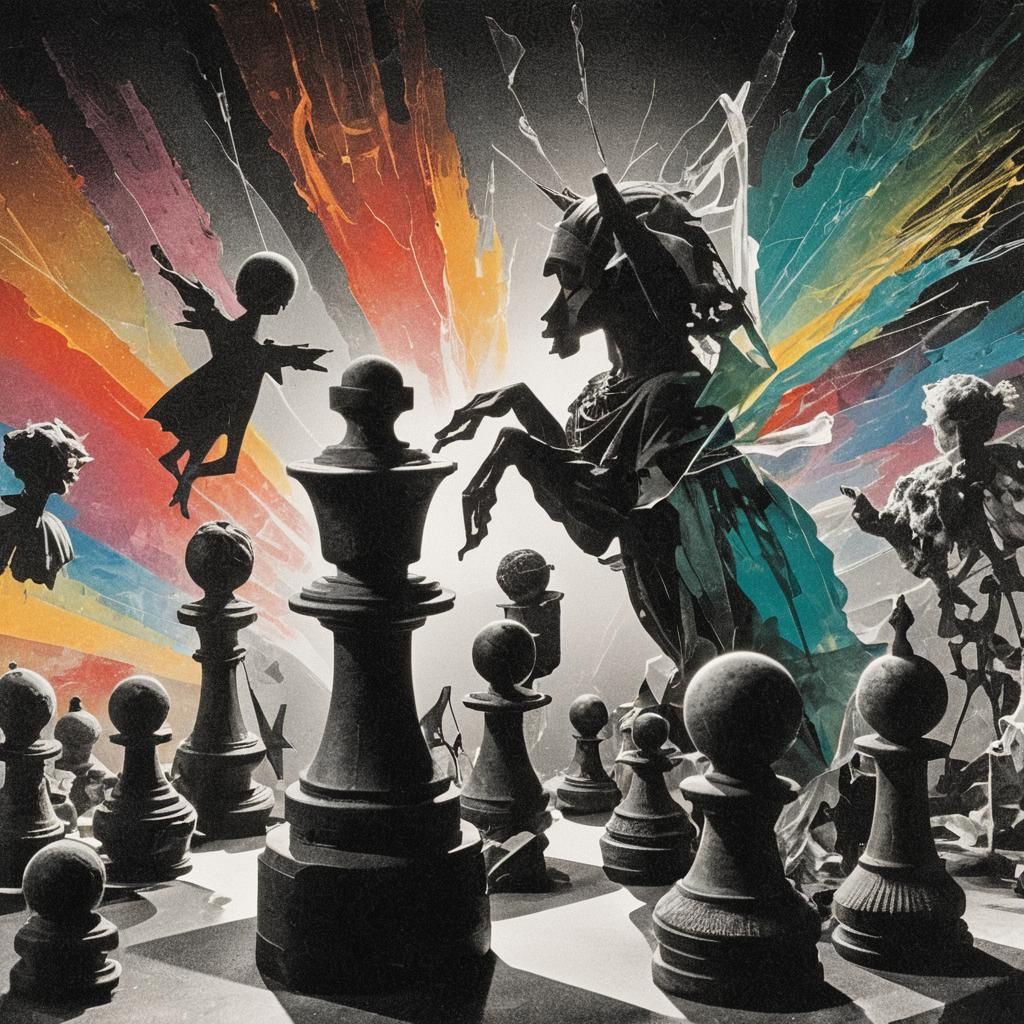 High Contrast Photogram in Darkroom Surrealism Style