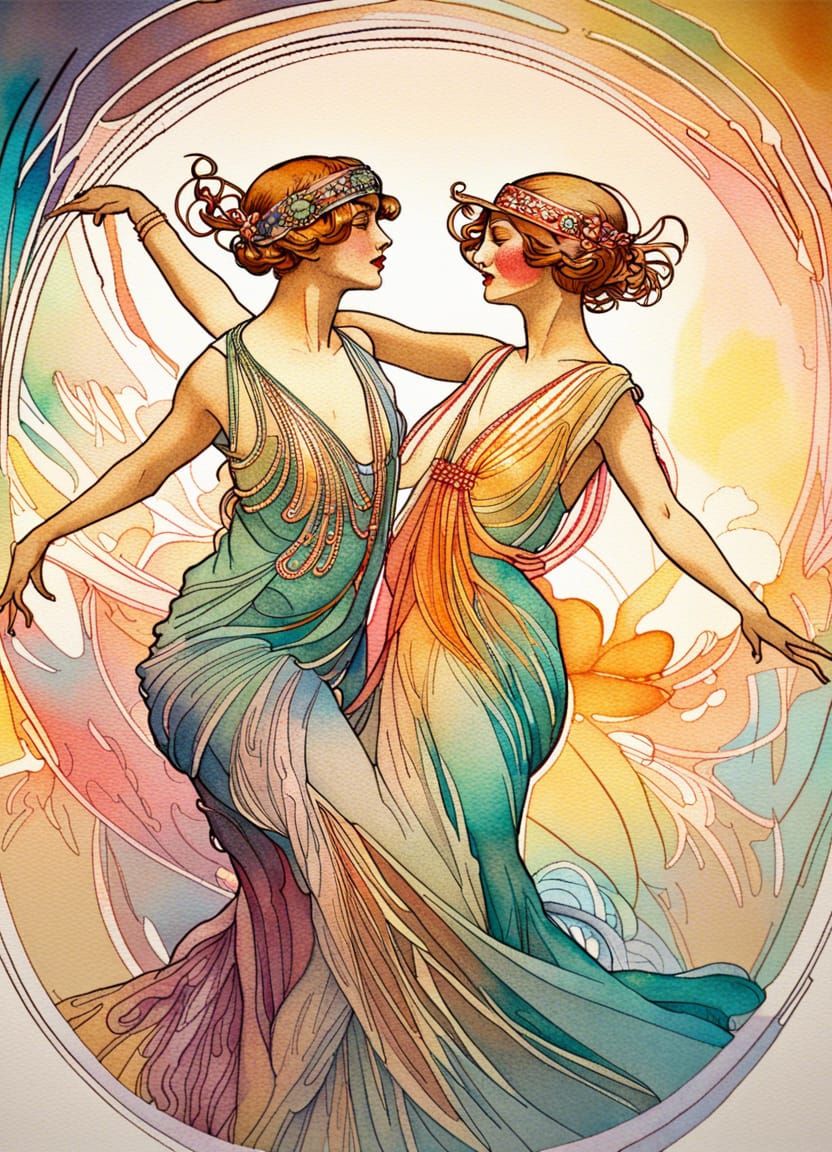 Dancing Women in Roaring 20s Style