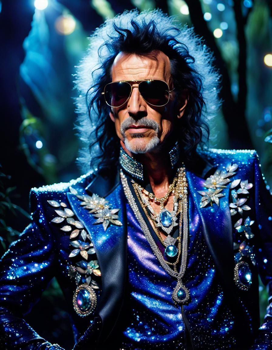 Jewel-Encrusted Rock Star Portrait in Dreamy Forest