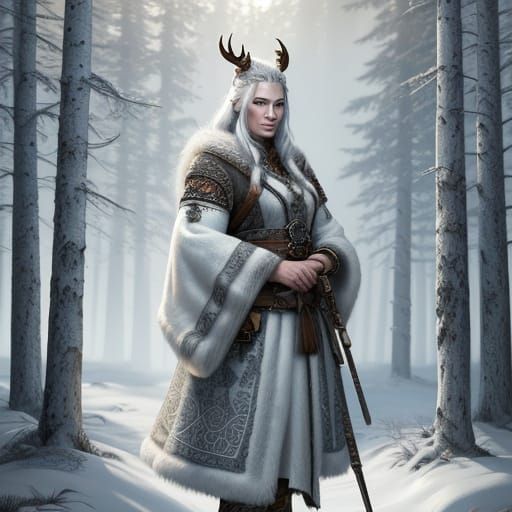 Viking Lady in Winter Sun Fantasy Art