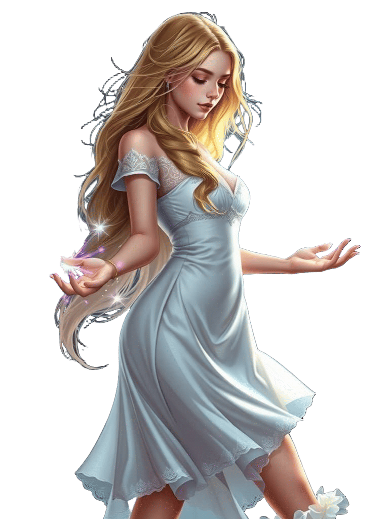 Young Female Wizard Casting Magic