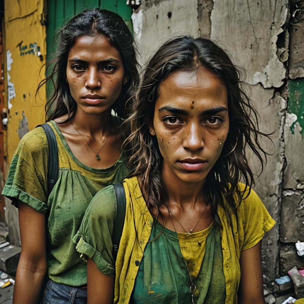 Rio Street Scene with Two Young Women