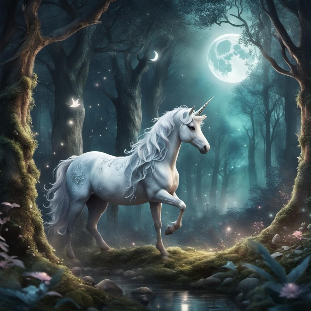 Mystical Forest with Unicorns in Forestcore Style