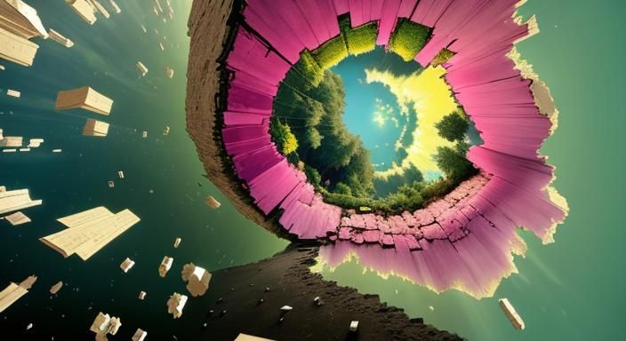 Surreal Broken Landscape: An Inverted World