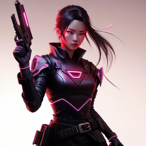 Cyberpunk Samurai Woman Digital Illustration in 8k