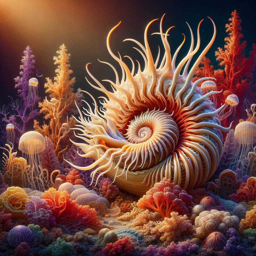 Transparent Murex Shell in Coral Reef