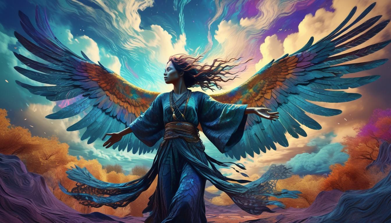 Holographic Harpy Generates Windstorm in Fauvist Colors