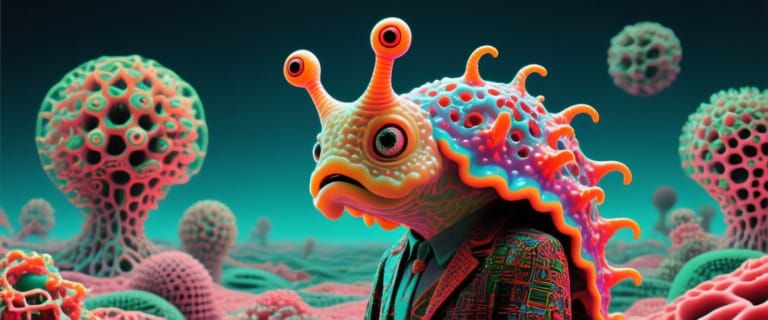 Surreal Sea Slug Figure in Magical Realism Style