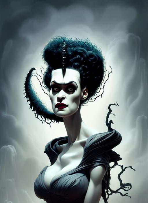 Exotic Bride of Frankenstein in Tim Burton Style