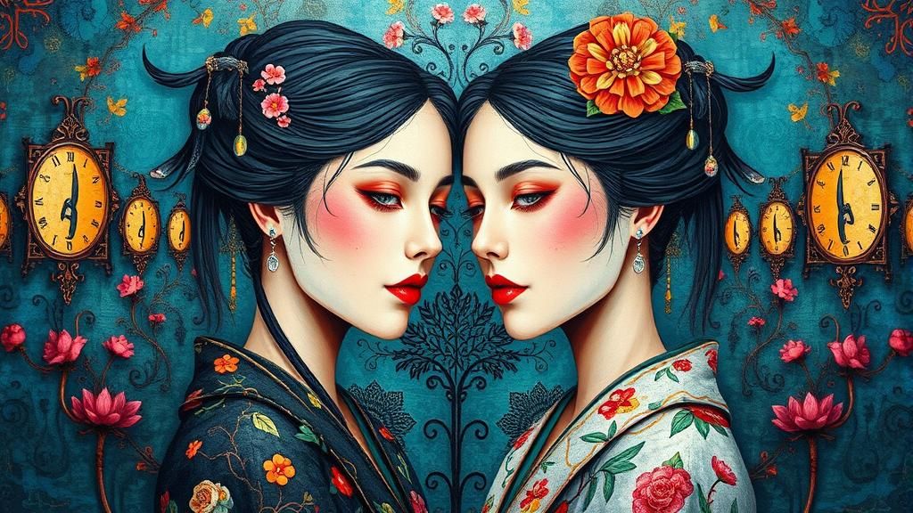 Surreal Symmetrical Portrait in Neo-Impressionist Style