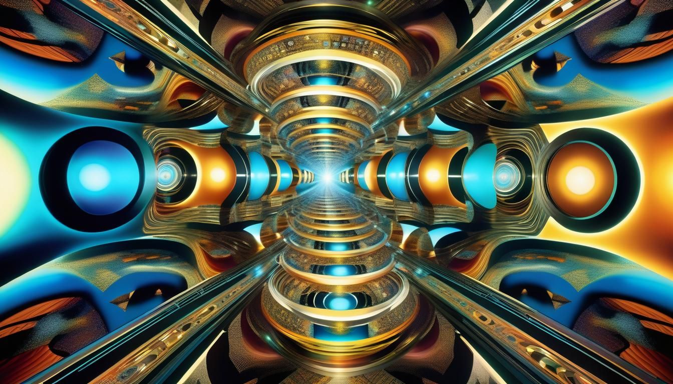 Surreal Cybernetic Face in Escher Space