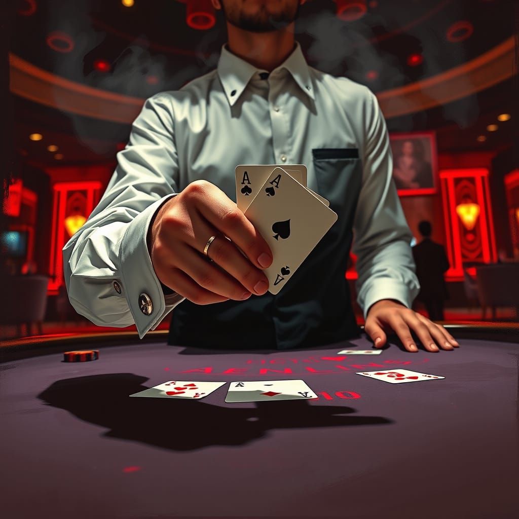 Gritty Casino Dealer Reveals Next Card