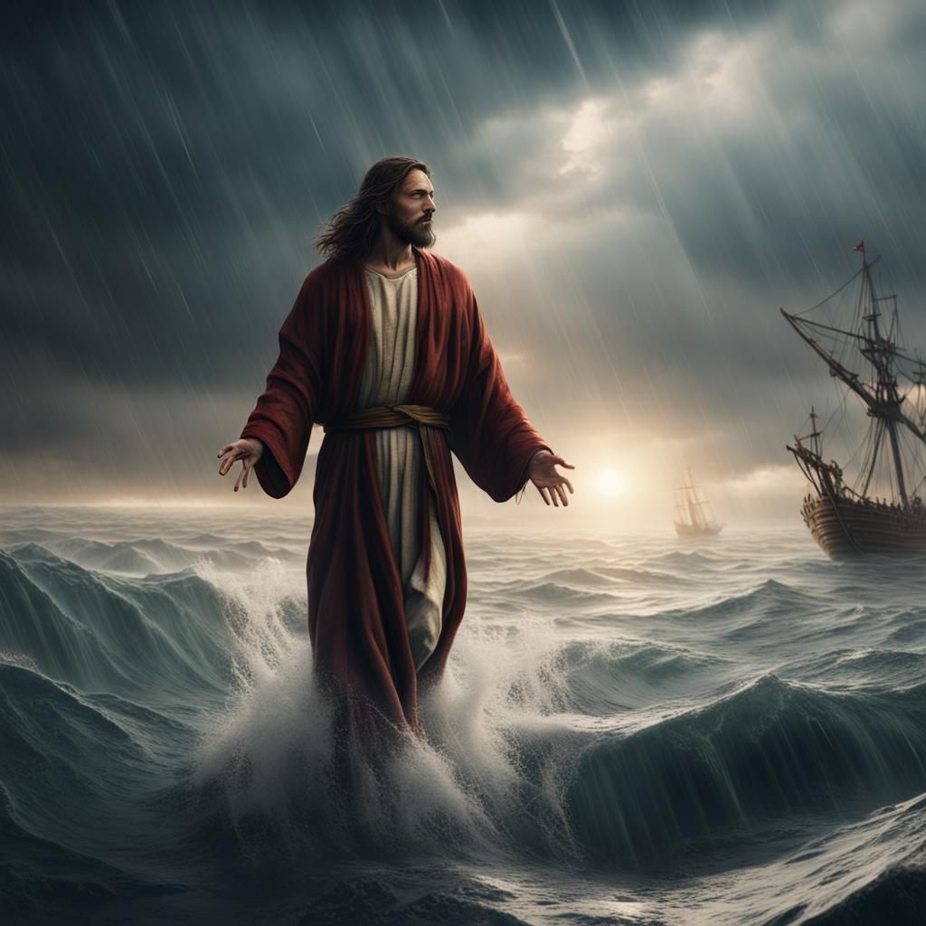 Jesus Christ Walks on Water: Detailed Matte Painting