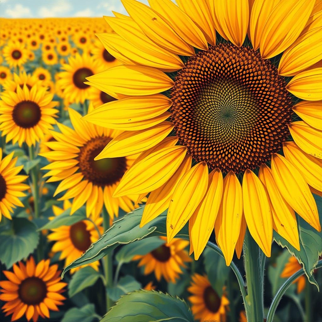 Vibrant Sunflower Field in Abstract Style