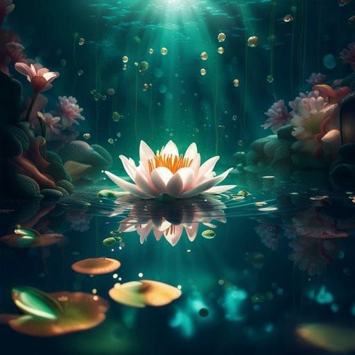 Underwater Lily Pond in Photorealistic Style