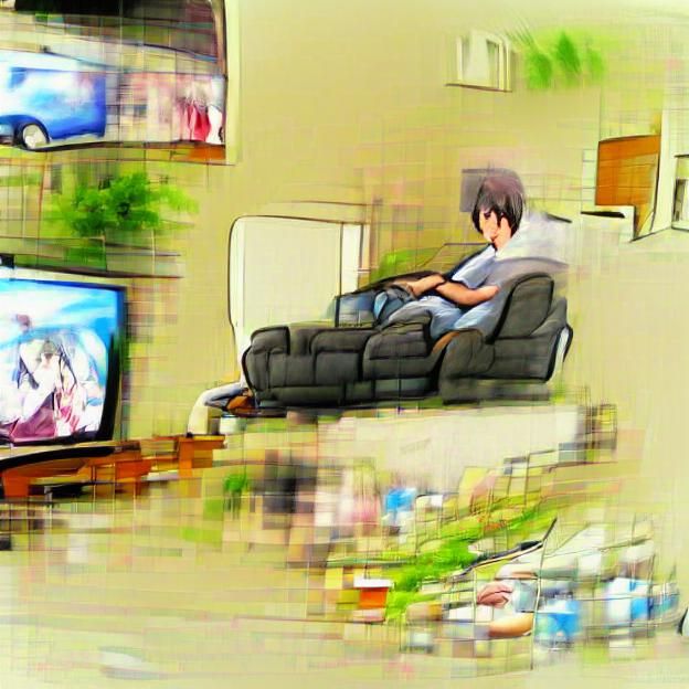 Person Watching Anime on TV at Home