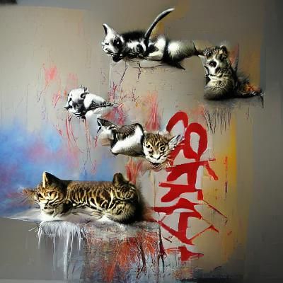 Hyperrealistic Graffiti Art of Cats and Kittens