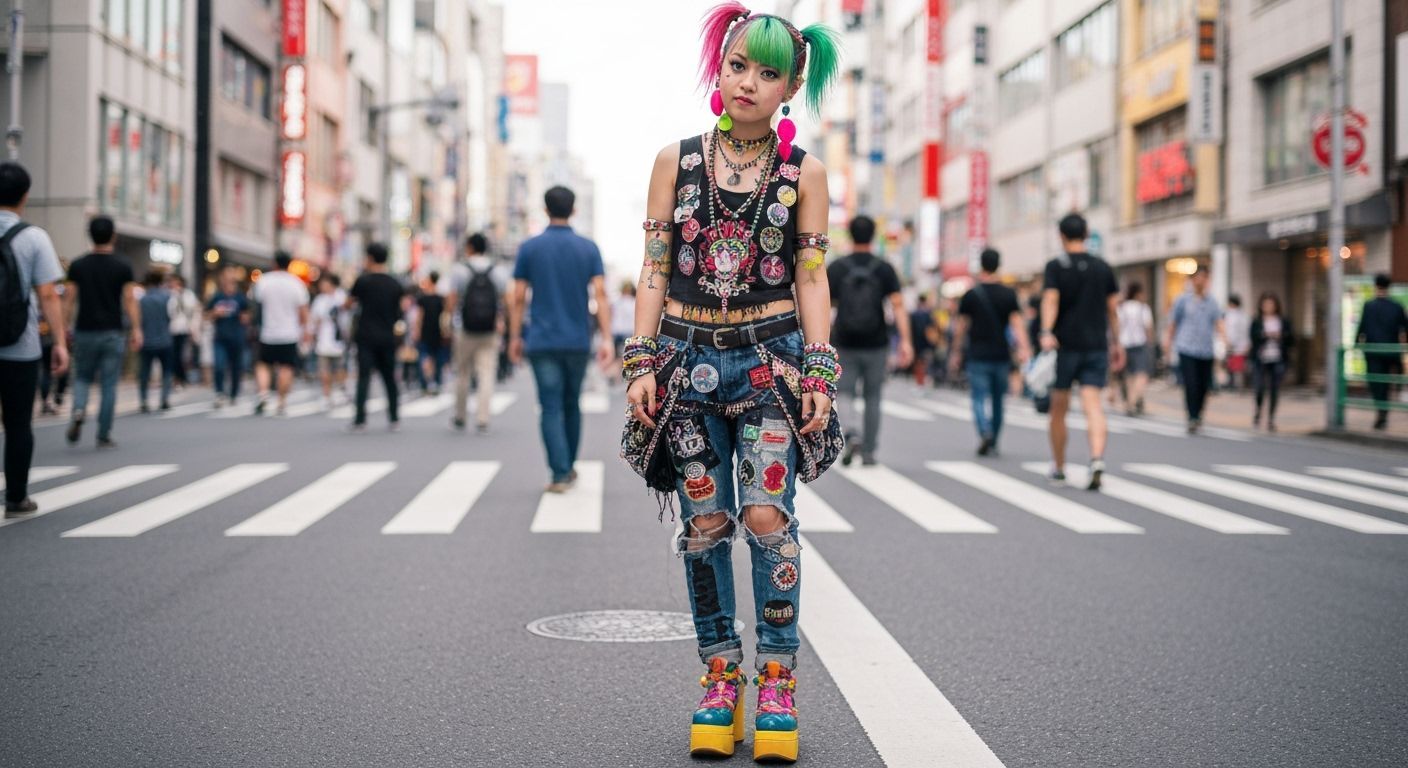 Punk Gyaru Girl in Harajuku: Street Style Photography