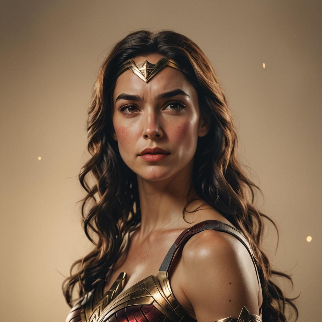 Wonder Woman Hyperrealistic Portrait in Studio Lighting