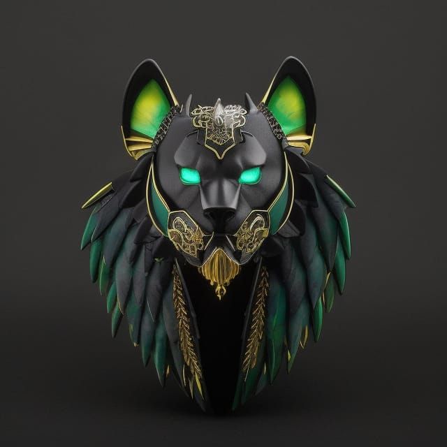 Dragon Panther with Neon Eyes in Ornate Armor