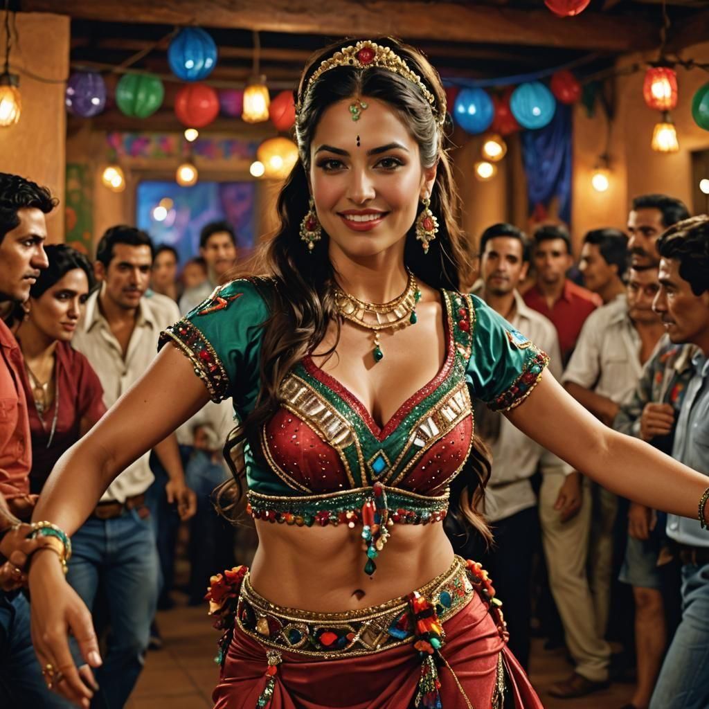 Mexican Belly Dancer Portrait in Traditional Clothing