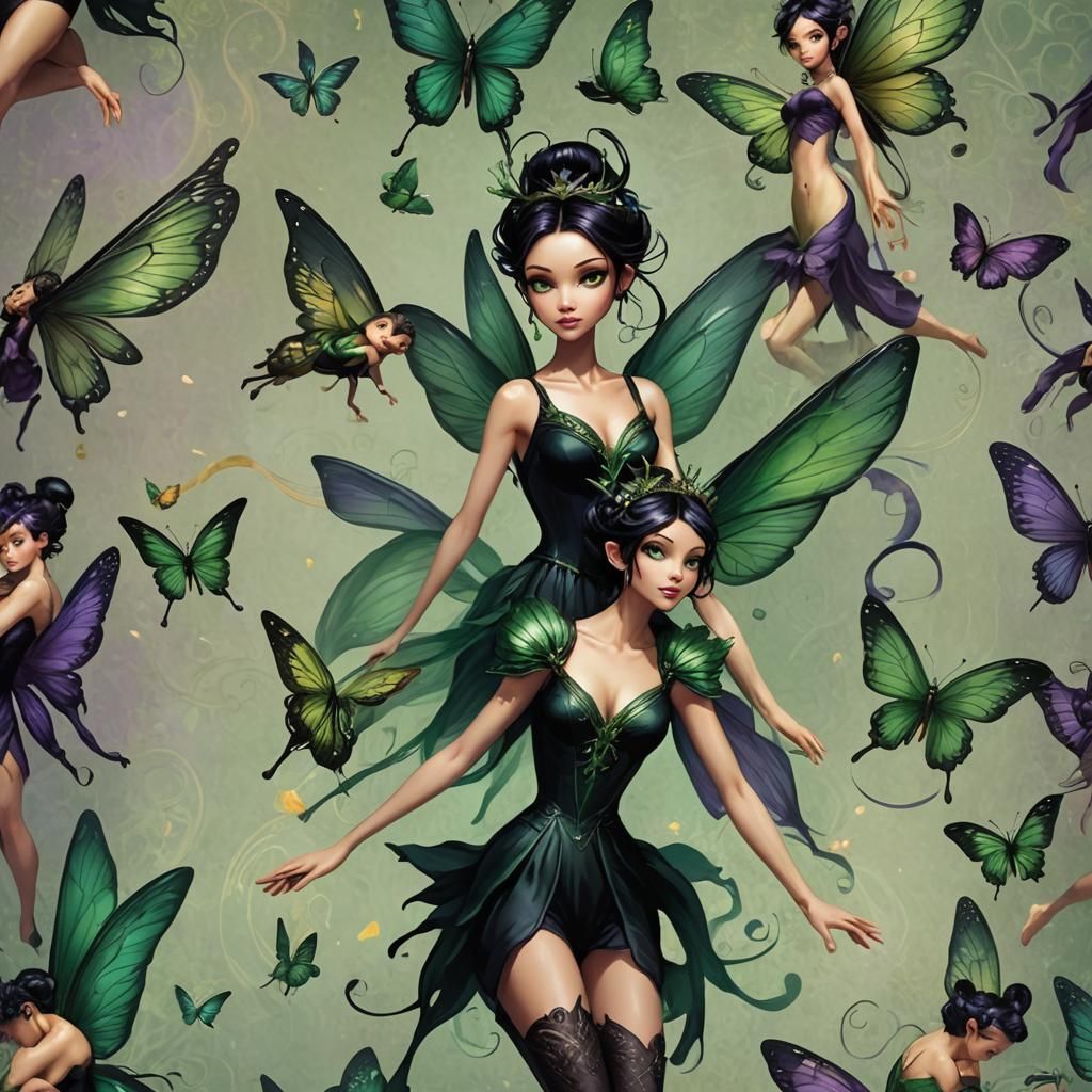 Slender Fairy with Purple Wings in Fantasy Art