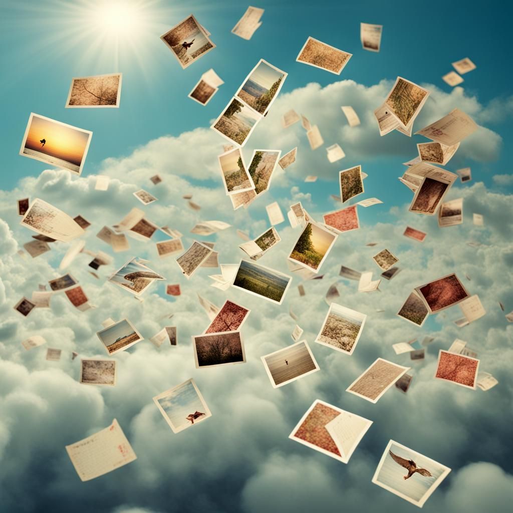 Postcards Falling From Heaven: A Surreal Scene
