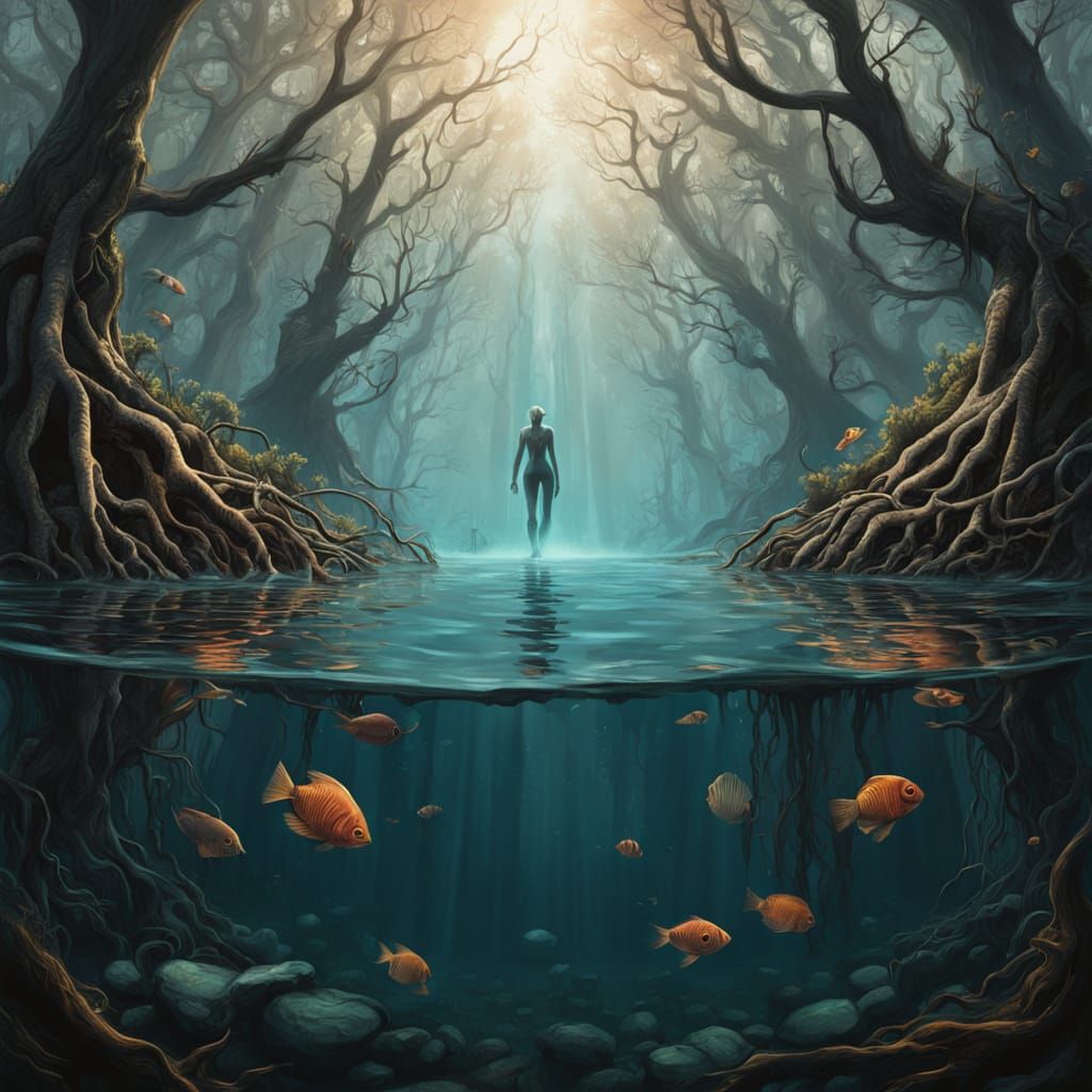 Mystical Split-Frame Worldscapes: Underwater and Forest Real...