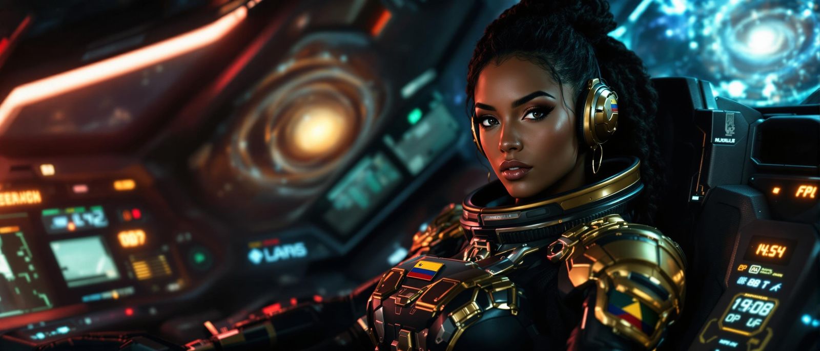 Venezuelan Space Pilot in Futuristic Cockpit