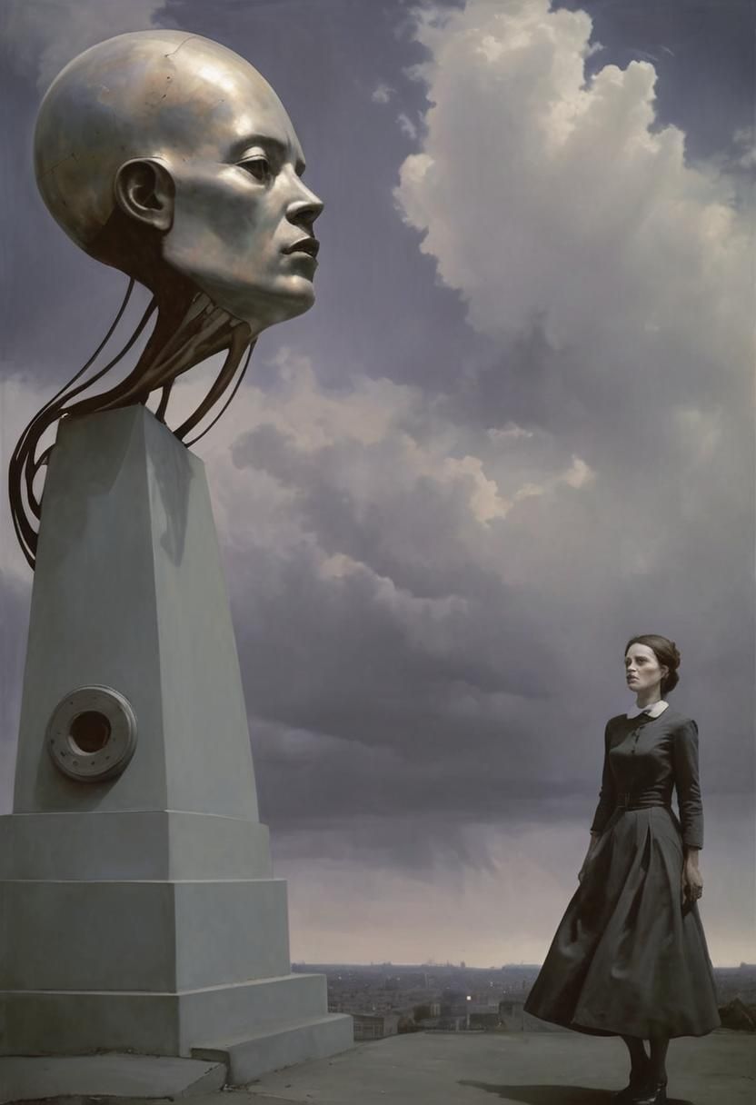 Surreal Faces Circle City in Photorealistic Style