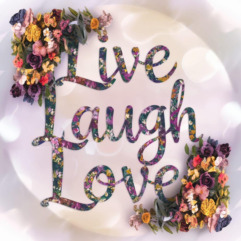 Whimsical Floral Design with "Live Laugh Love"