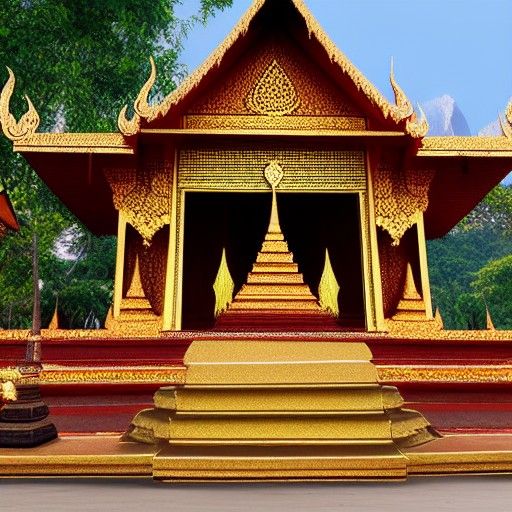 Detailed Matte Painting of a Thailand Shrine