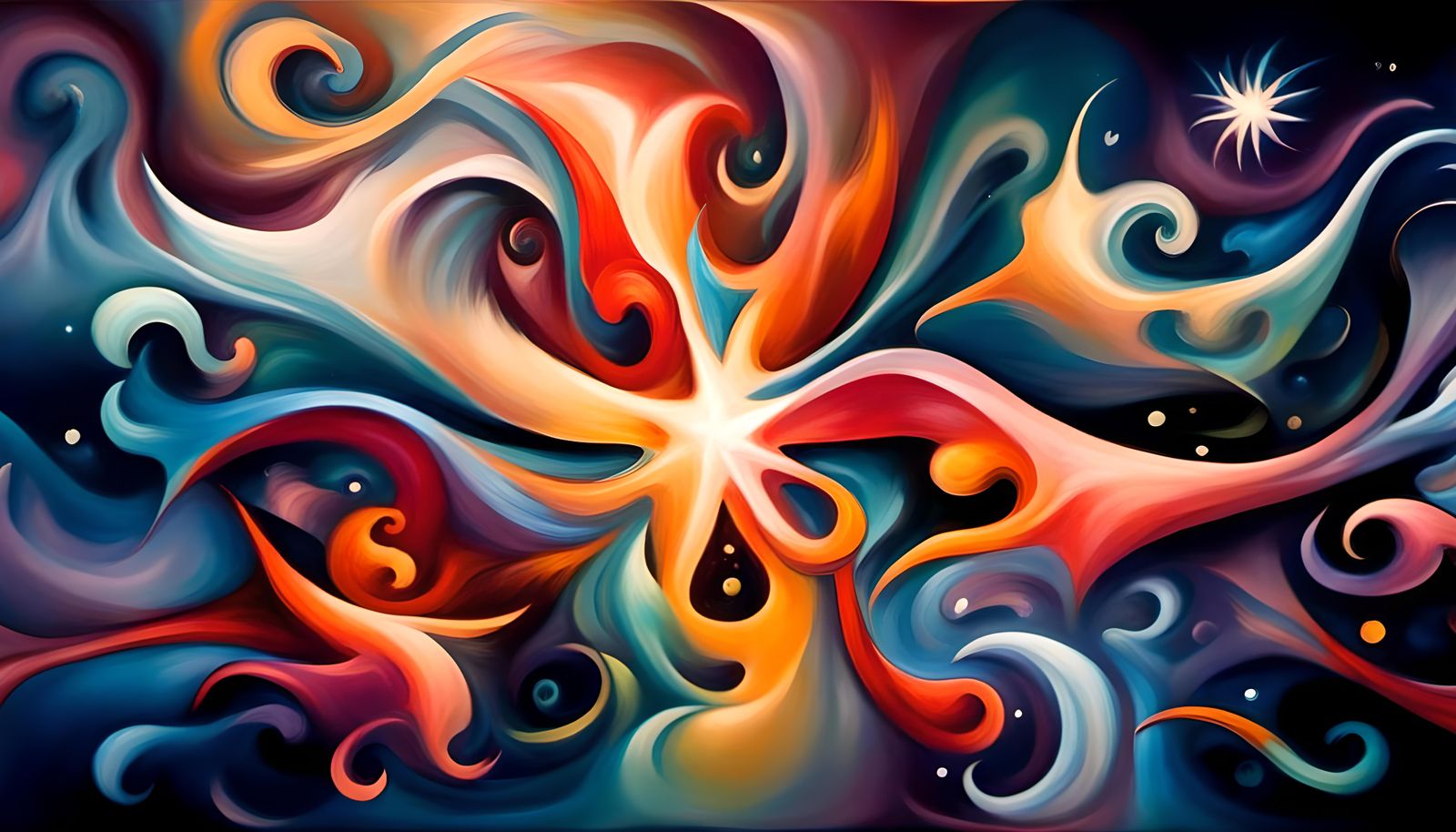 Swirling Stars in Cosmic Dance: Impasto Oil Painting