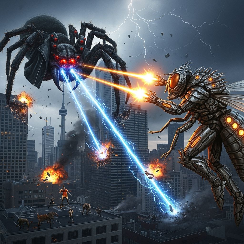 Giant Spider vs. Biomechanical Fly in Toronto