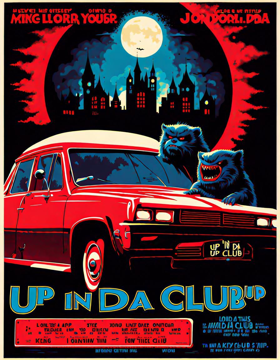 Ominous 80s Horror Movie Poster: Monster in Nightclub
