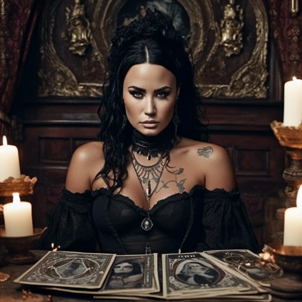 Dark Witch Tarot Card in Gothic Style