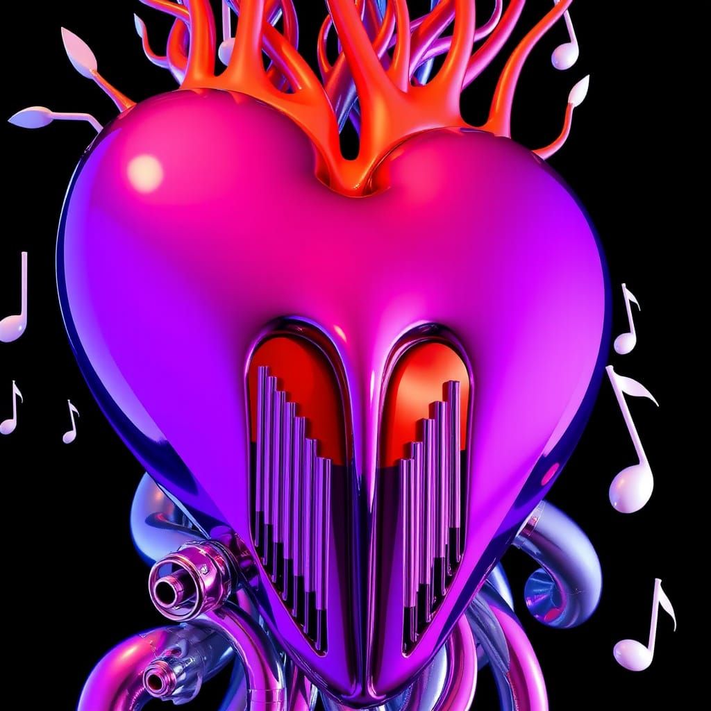 musical purple chrome heart