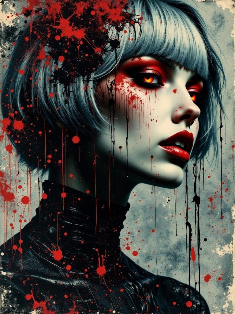 Gothic Abstract Portrait of a Melancholic Woman