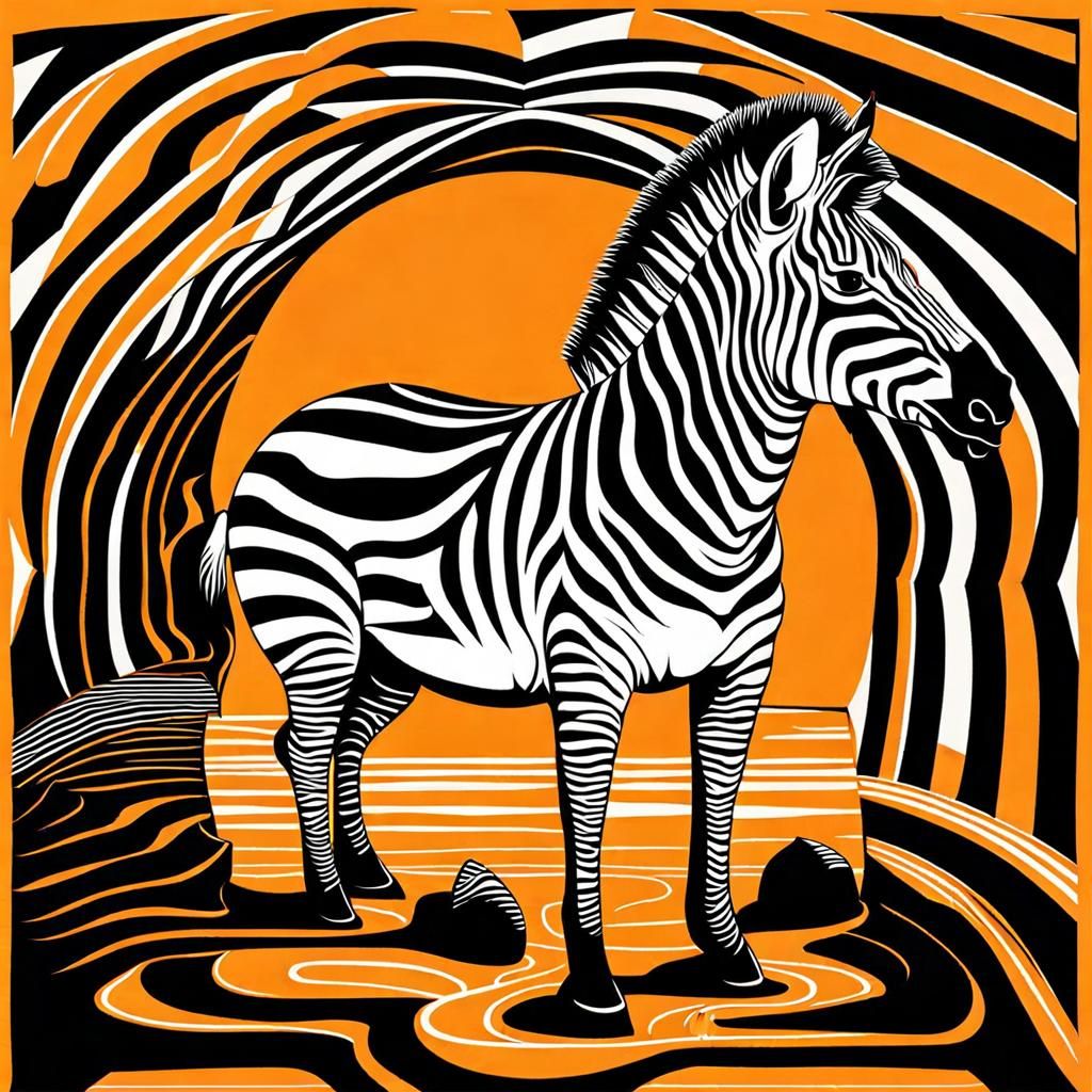 Escher-style Zebra Optical Illusion in Vector Art