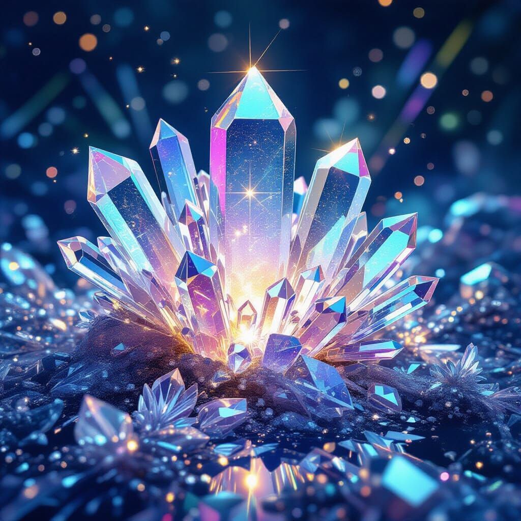 Kaleidoscopic Crystal Formations in Digital Art Style