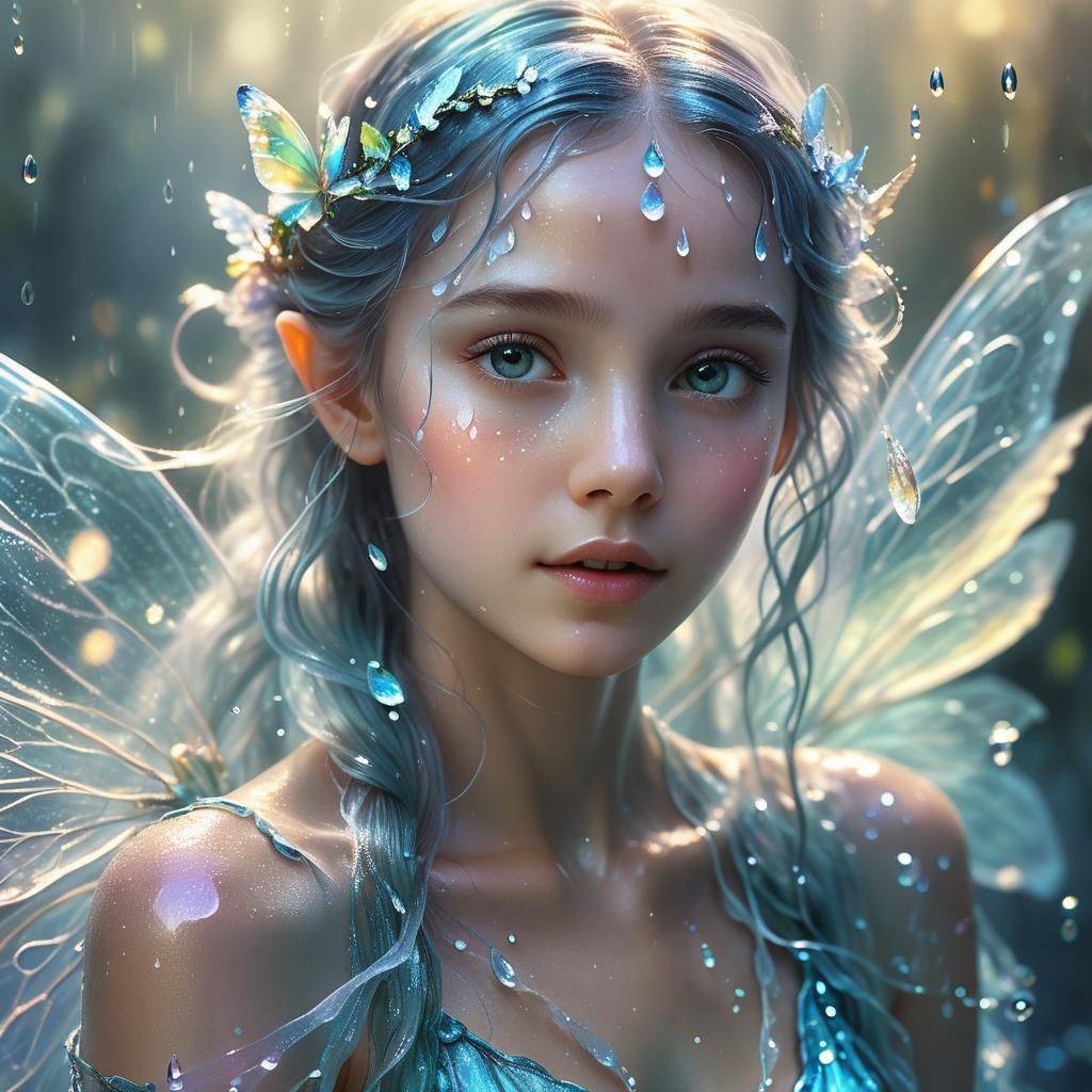 Ethereal Water Fairy in Moody Hyperrealistic Portrait