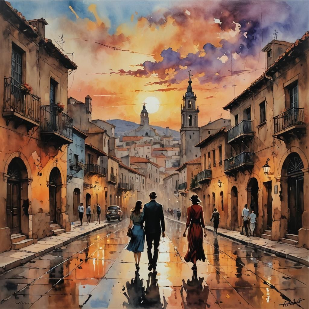 Surreal Sunset in a Spanish Village, Captured in an Impressi...