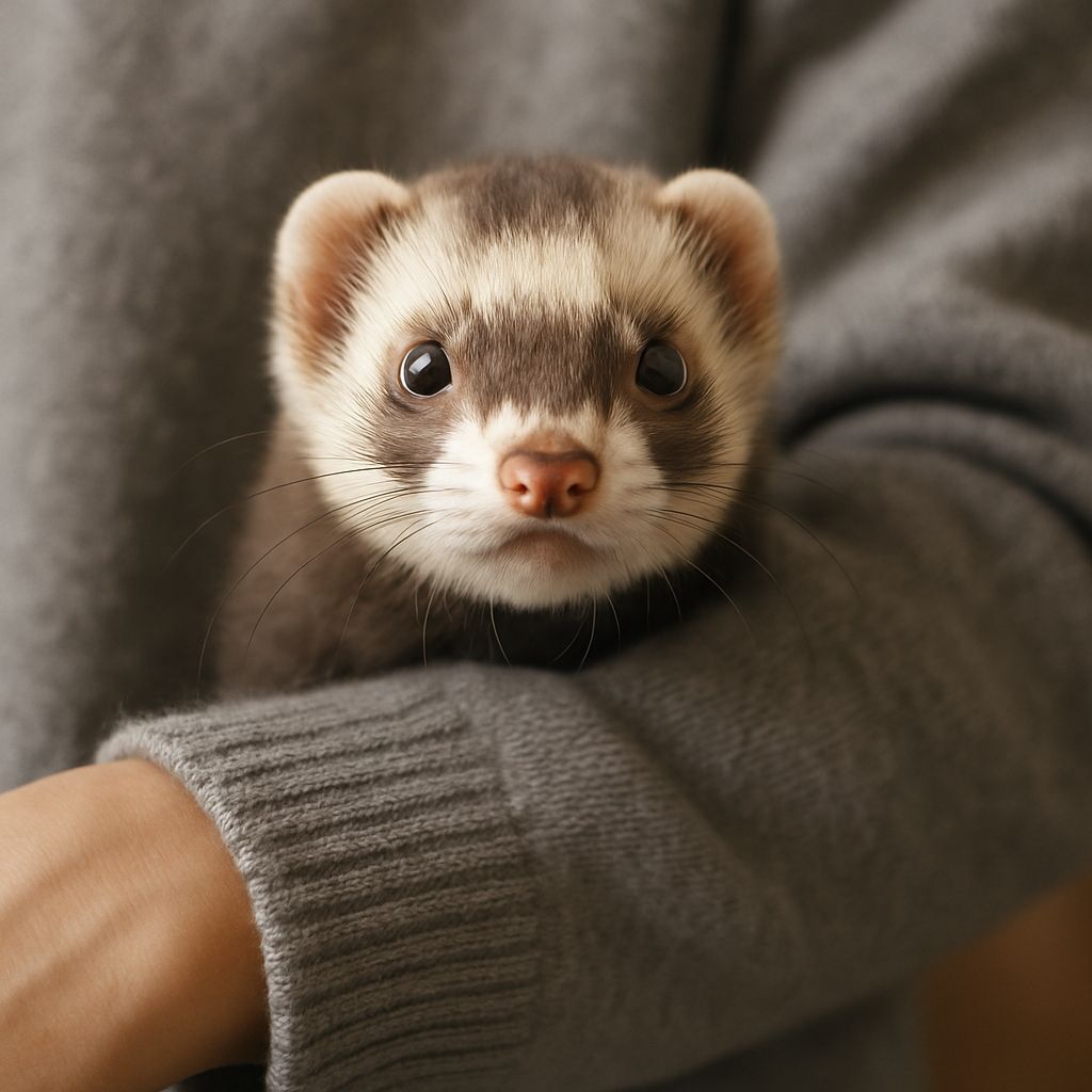 Ferret Peeking Out: A Photorealistic Close-Up